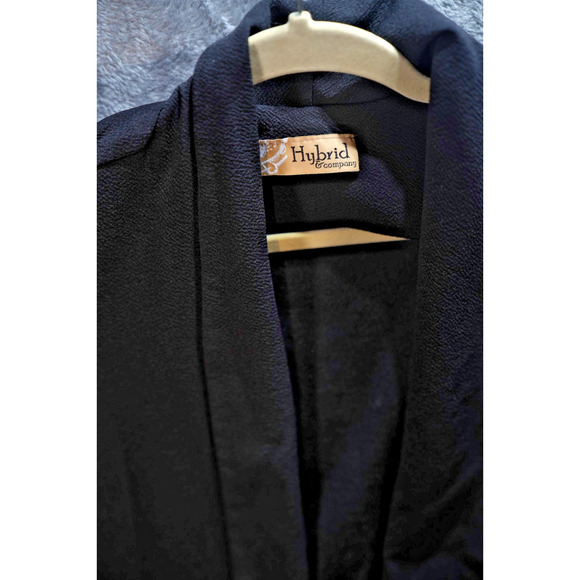 Hybrid & Company Black Draped Open Front Blazer Women's Size M Lightweight - Picture 2 of 6